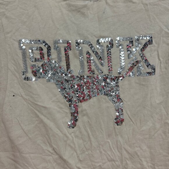 0357 💫 Victoria’s Secret PINK Y2K Sequin Logo Pocket Tee Y2K college grunge 💫 - Picture 6 of 11
